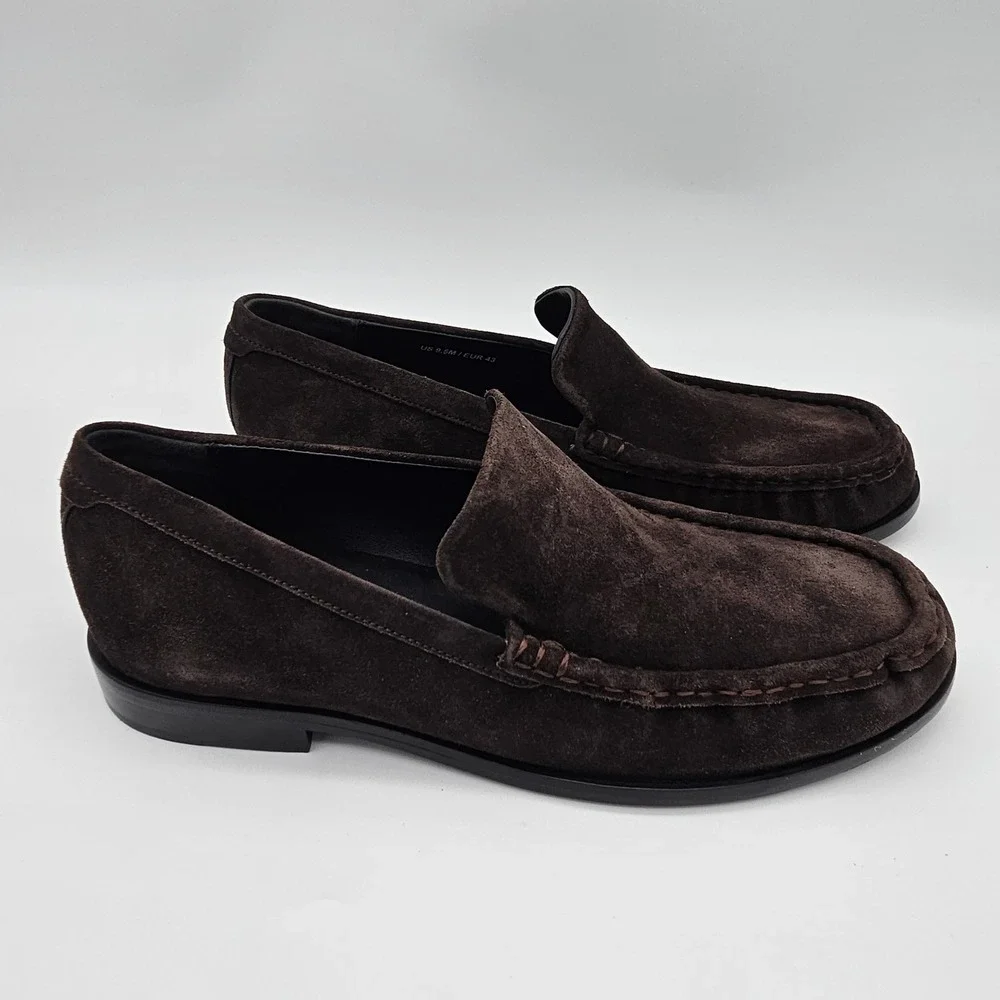 Vince Men's Miles Suede Moccasin-style Loafer Slip on Shoes Cocoa Brown 9.5 M